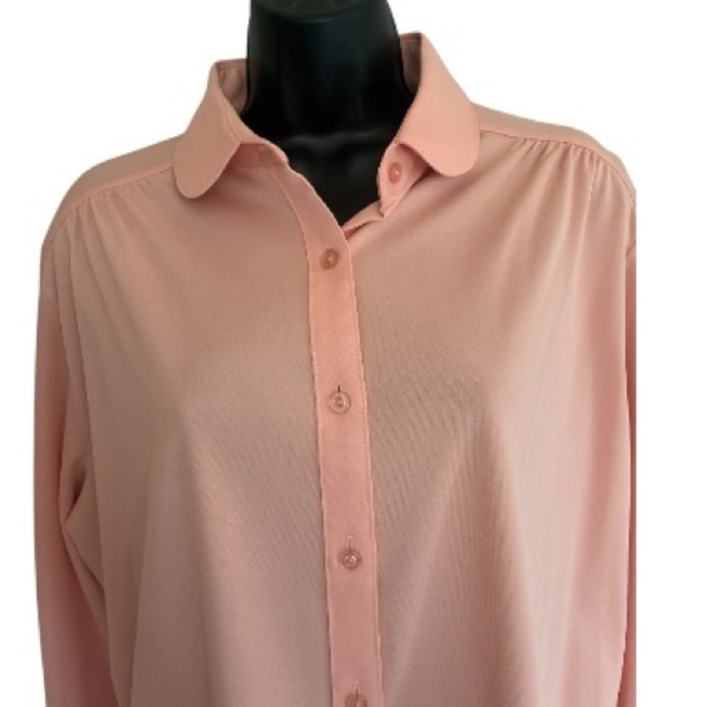 Vintage 80s Miss K Pink Blouse - Soft Peach/Pink Size M/L - Picture 4 of 6